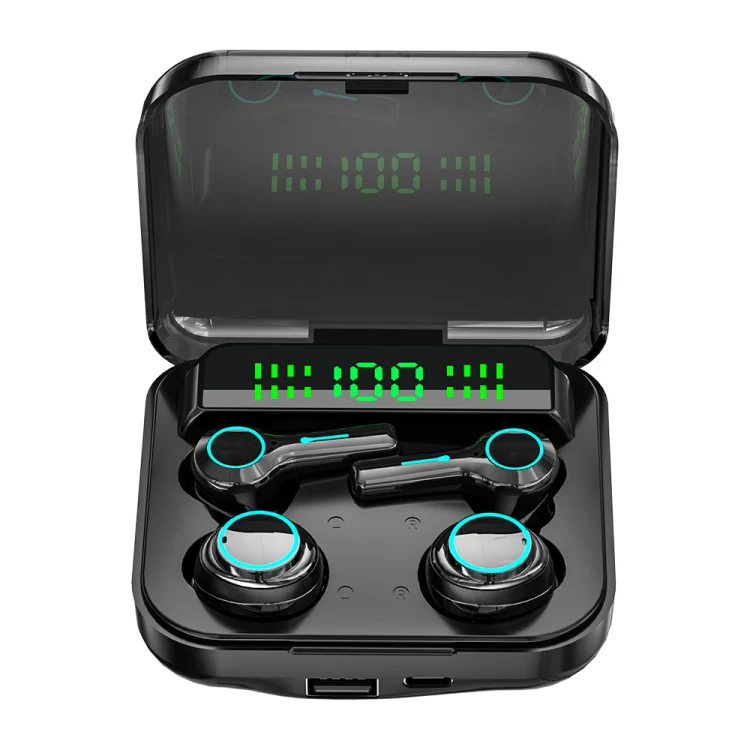M21 2pairs Bluetooth 5.2 Earphones TWS Wireless Couple Noise Canceling Waterproof Earbuds(Black)