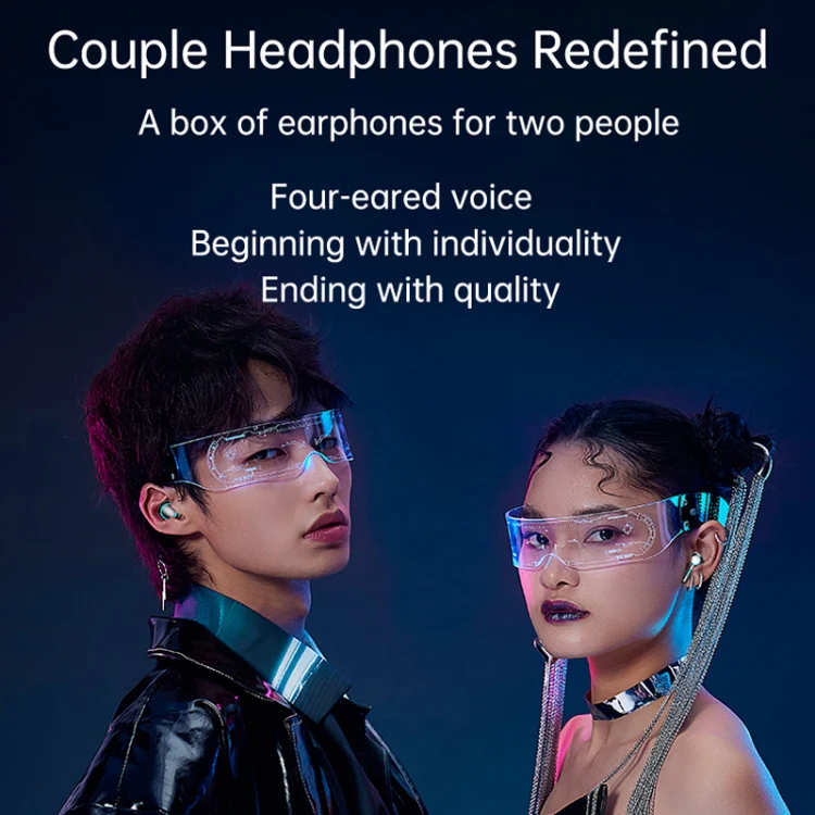 M21 2pairs Bluetooth 5.2 Earphones TWS Wireless Couple Noise Canceling Waterproof Earbuds(Black) - Image 3