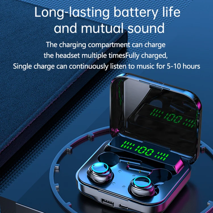 M21 2pairs Bluetooth 5.2 Earphones TWS Wireless Couple Noise Canceling Waterproof Earbuds(Black) - Image 6
