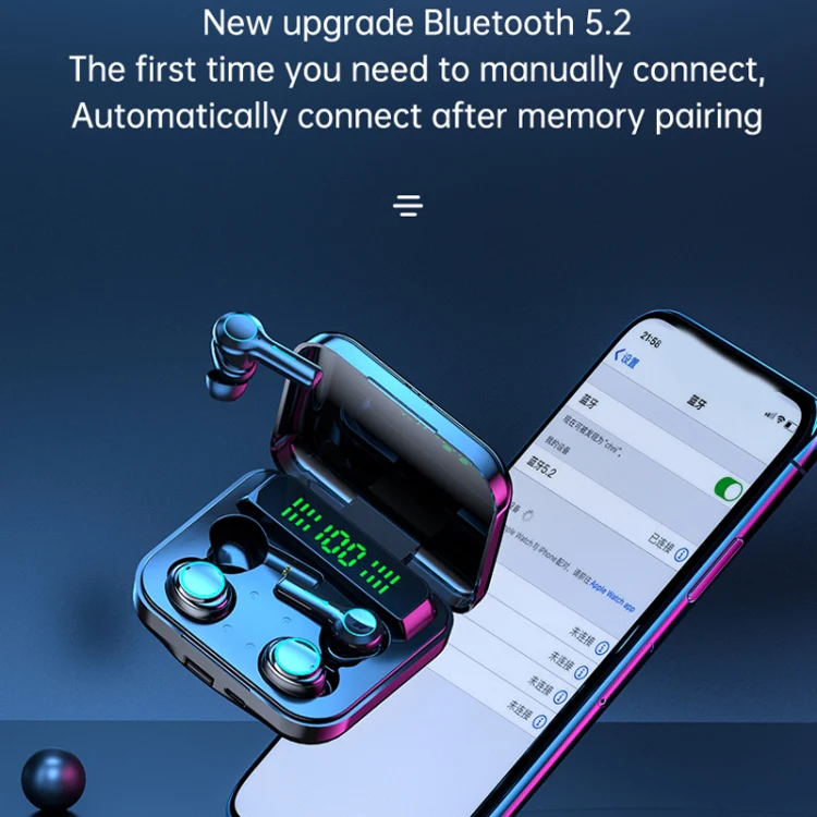 M21 2pairs Bluetooth 5.2 Earphones TWS Wireless Couple Noise Canceling Waterproof Earbuds(Black) - Image 9