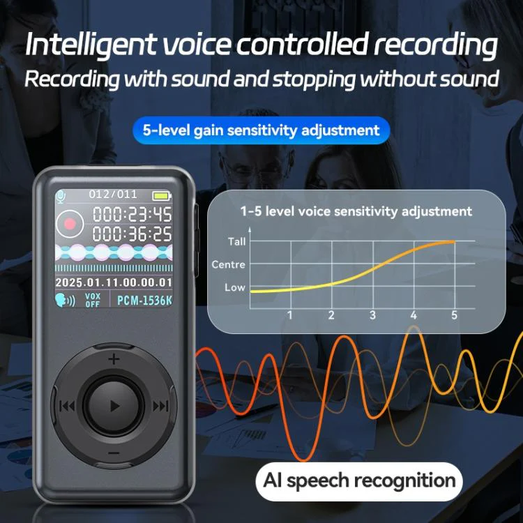 M21 Business Collar Style Voice Recorder with 0.85-inch TFT Display, Memory:4GB(Dark Grey) - Image 5
