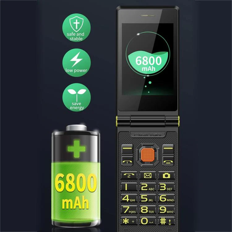 M7+ 4G Dual Screen Flip Elder Rugged Phone, 2.8 inch Inner, 2.4 inch Outer, 6800mAh Battery, 24 Keys, Flashlight, Network: 4G, Dual SIM, SOS, Plug:EU Plug(Black) - Image 10