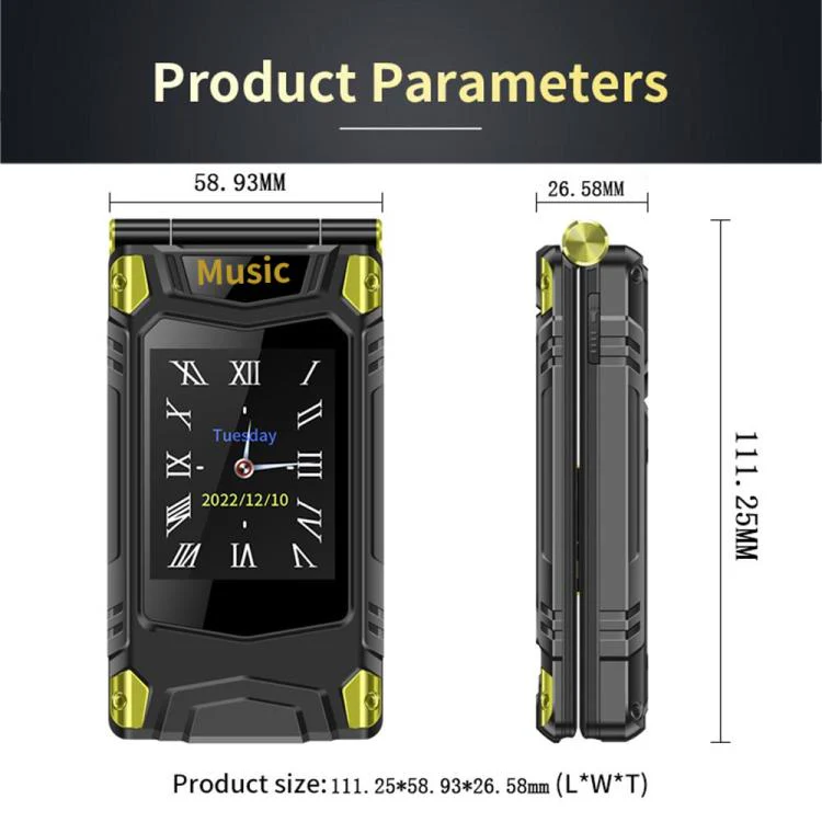 M7+ 4G Dual Screen Flip Elder Rugged Phone, 2.8 inch Inner, 2.4 inch Outer, 6800mAh Battery, 24 Keys, Flashlight, Network: 4G, Dual SIM, SOS, Plug:UK Plug(Black) - Image 14
