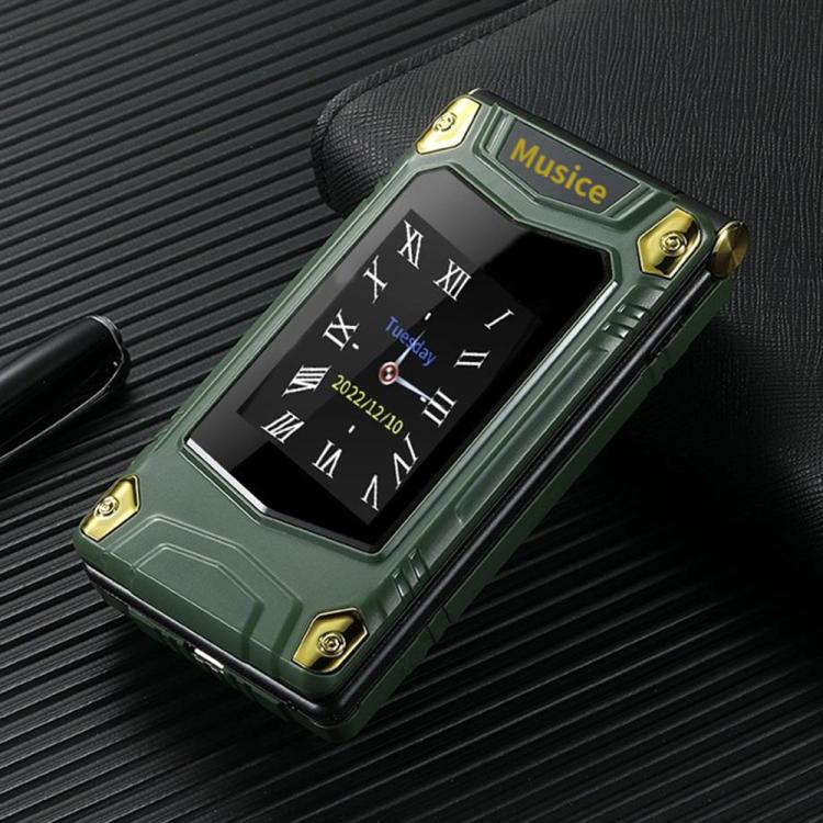 M7+ 4G Dual Screen Flip Elder Rugged Phone, 2.8 inch Inner, 2.4 inch Outer, 6800mAh Battery, 24 Keys, Flashlight, Network: 4G, Dual SIM, SOS, Plug:UK Plug(Green) - Image 2