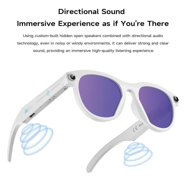 M88-S 8MP AI Smart Glasses, Support Bluetooth Call / AI Voice Assistant / Music Control(White Blue) - Image 7