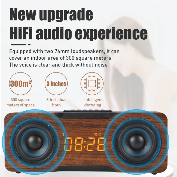 M8C Multifunctional Alarm Clock Bluetooth Speaker(Yellow) - Image 7