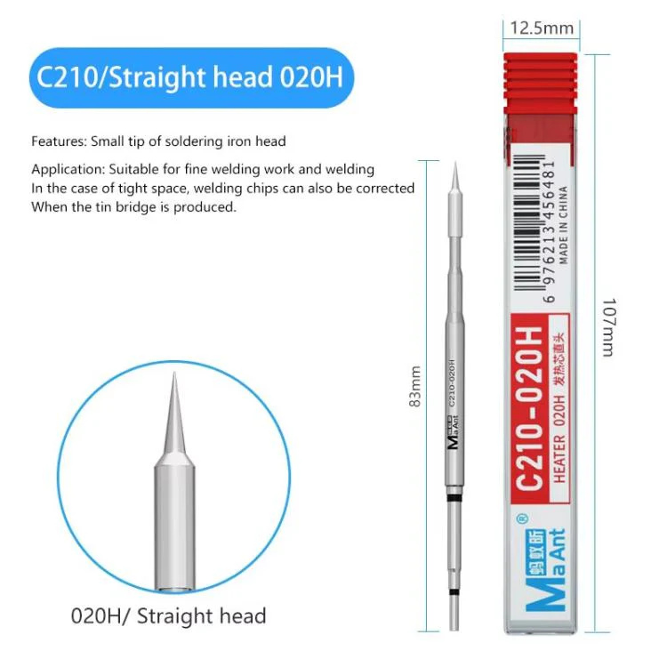 MaAnt C210 H Series Universal Copper Integrated Soldering Iron Tips for 210 / T26 Soldering Station, Model:020H - Image 2