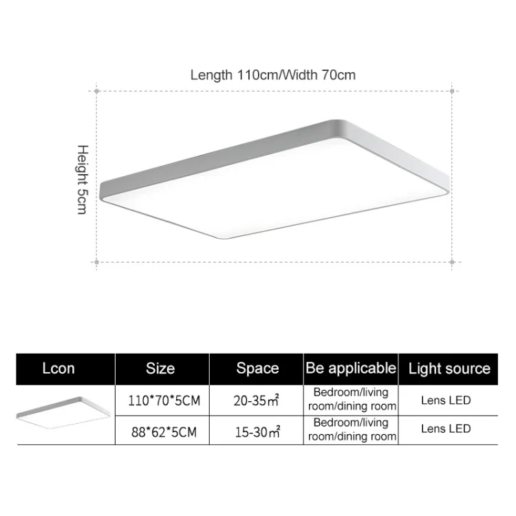 Macaron LED Rectangle Ceiling Lamp, Stepless Dimming, Size:88x62cm(Blue) - Image 3