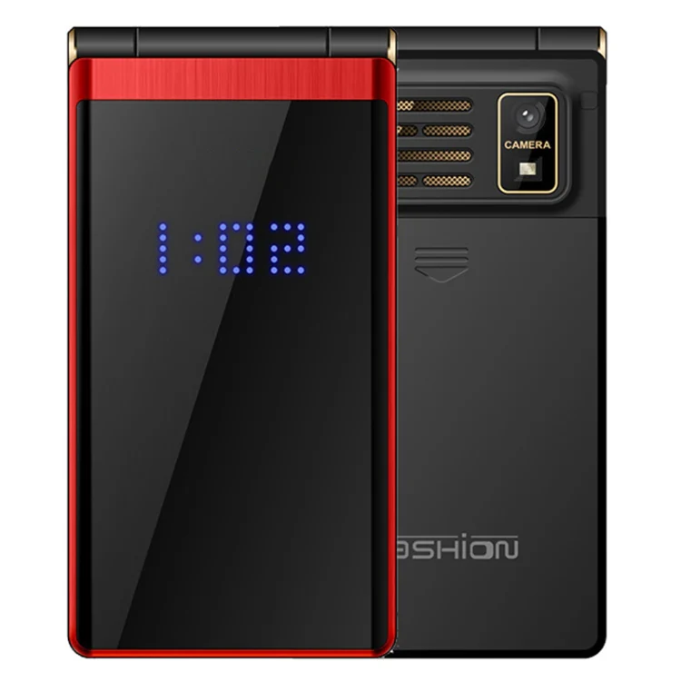 Mafam F120 Flip Phone, 2.4 inch, 5800mAh Battery, Support FM, SOS, External Time Display, GSM, Family Number, Big Keys, Dual SIM (Red)
