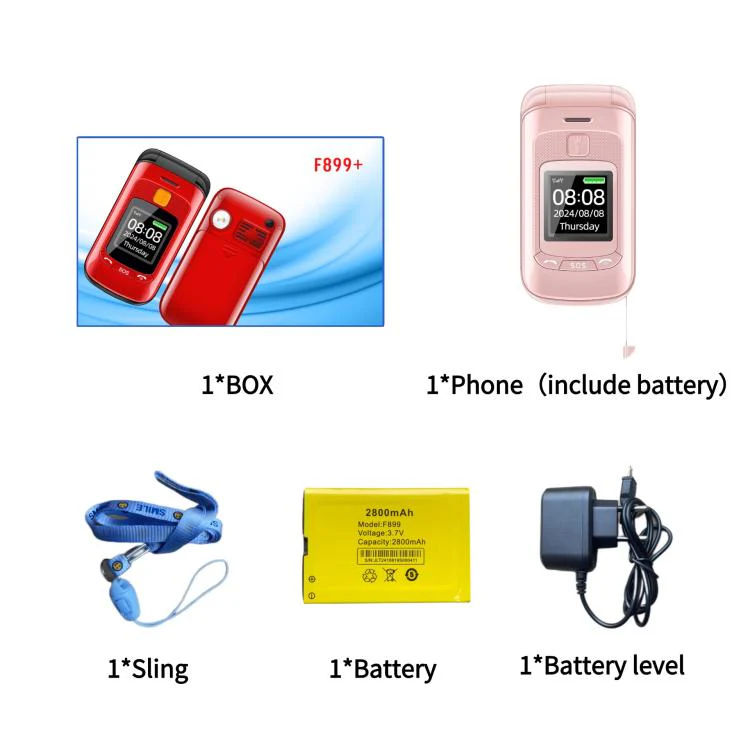 Mafam F899 Flip Phone, 2.4 inch, 32MB+32MB, Support FM, SOS, GSM, Family Number, Big Keys, Dual SIM, EU Plug(Red) - Image 12