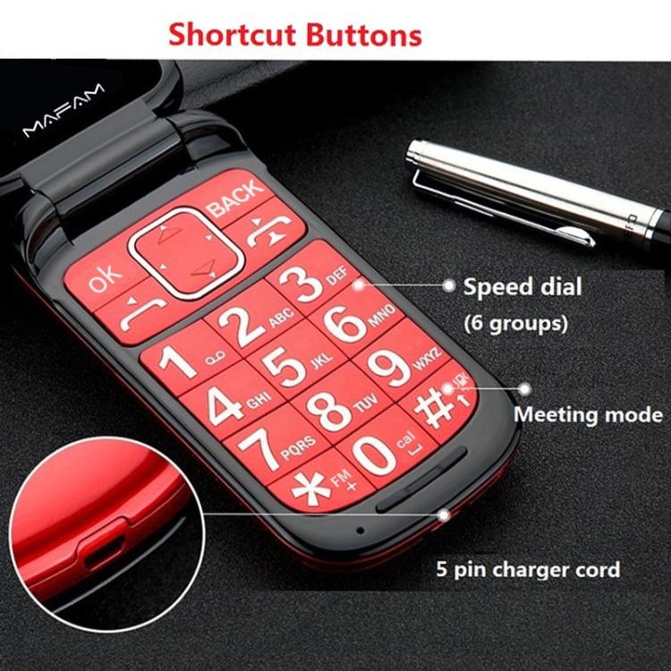 Mafam F899 Flip Phone, 2.4 inch, 32MB+32MB, Support FM, SOS, GSM, Family Number, Big Keys, Dual SIM, EU Plug(Red) - Image 5