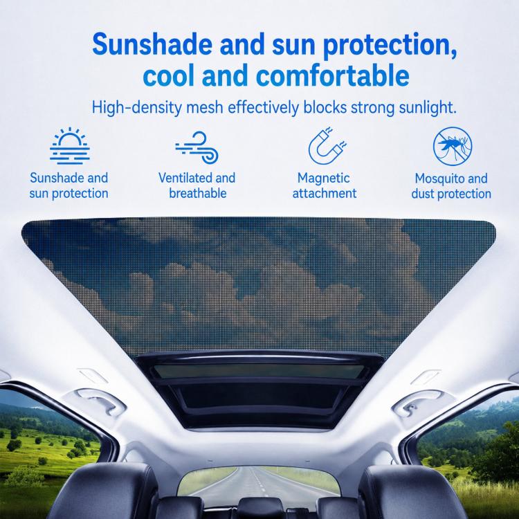 Magnetic Car Sunroof Mesh Shade Heat Insulation Sun & Mosquito Protection Net For Roof, Size: L - Image 6