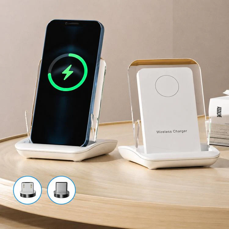Magnetic Charging Stand With Passive Sound Amplifier Desktop Phone Holder(White)