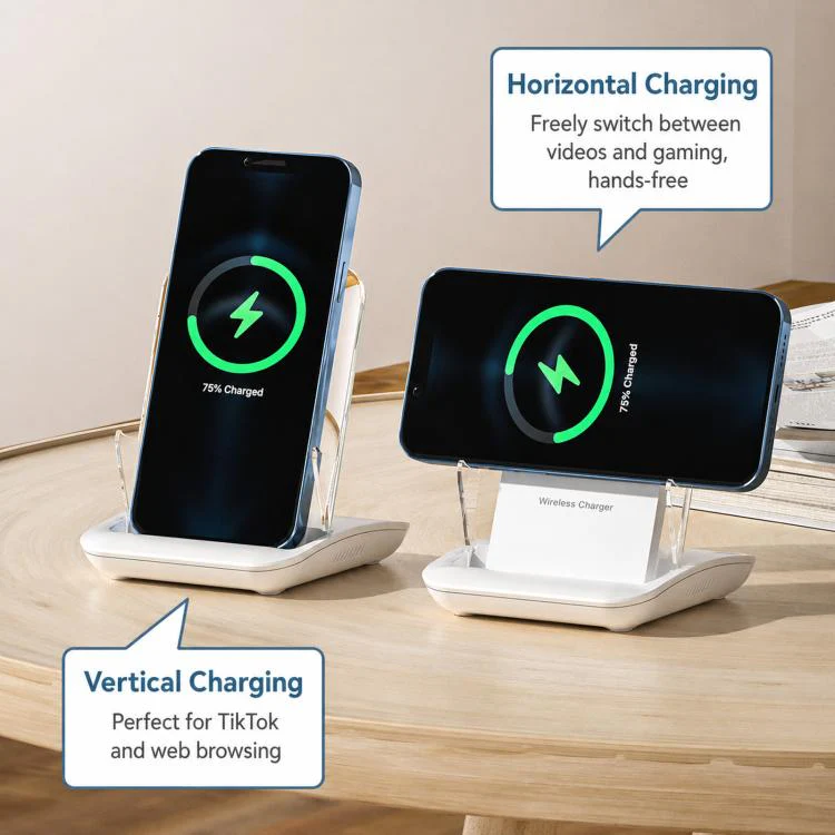 Magnetic Charging Stand With Passive Sound Amplifier Desktop Phone Holder(White) - Image 3
