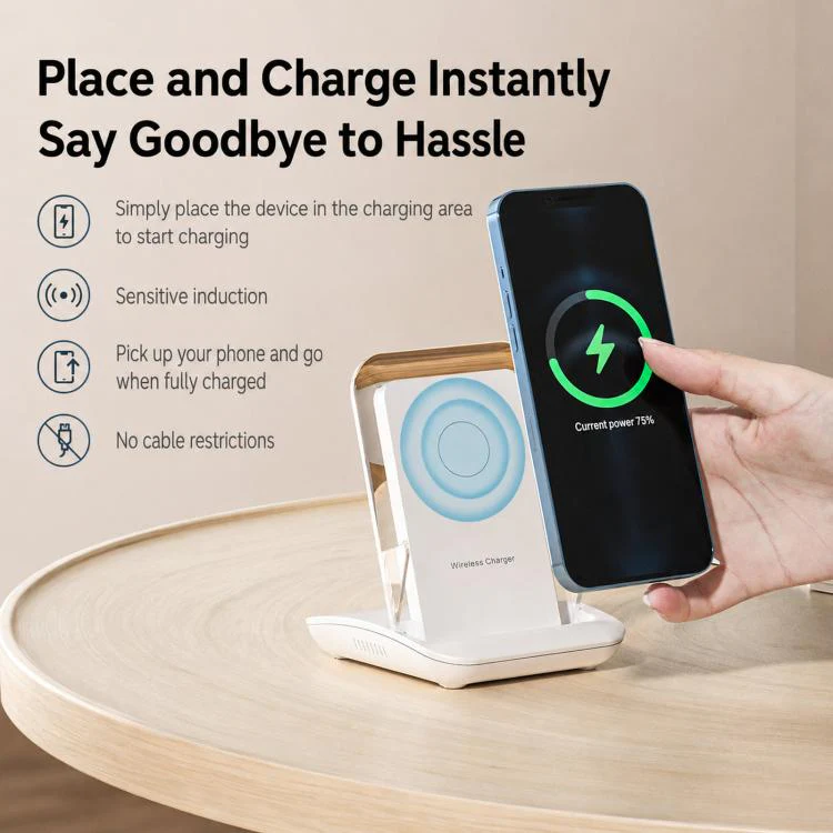 Magnetic Charging Stand With Passive Sound Amplifier Desktop Phone Holder(White) - Image 4
