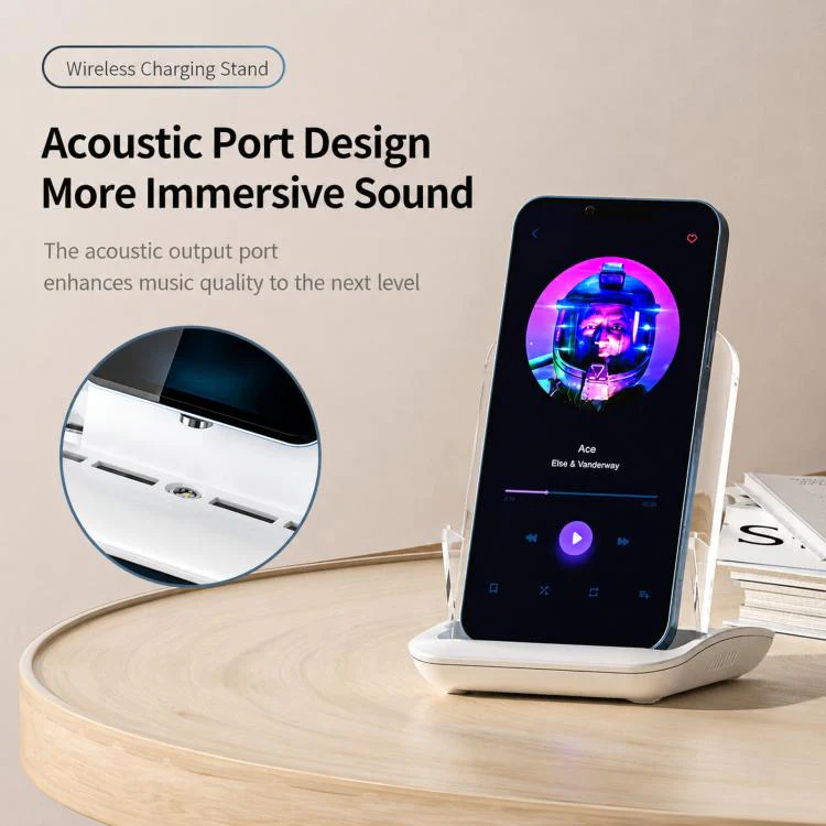 Magnetic Charging Stand With Passive Sound Amplifier Desktop Phone Holder(White) - Image 5