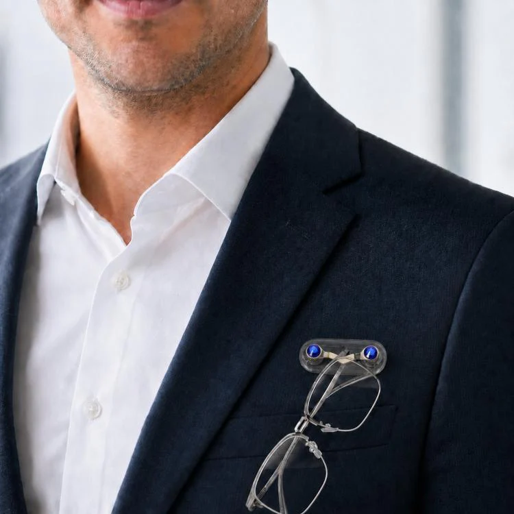 Magnetic Glasses Holder Magnetic Brooch Number Plate Headset Glasses Clip, Color: Dark Blue