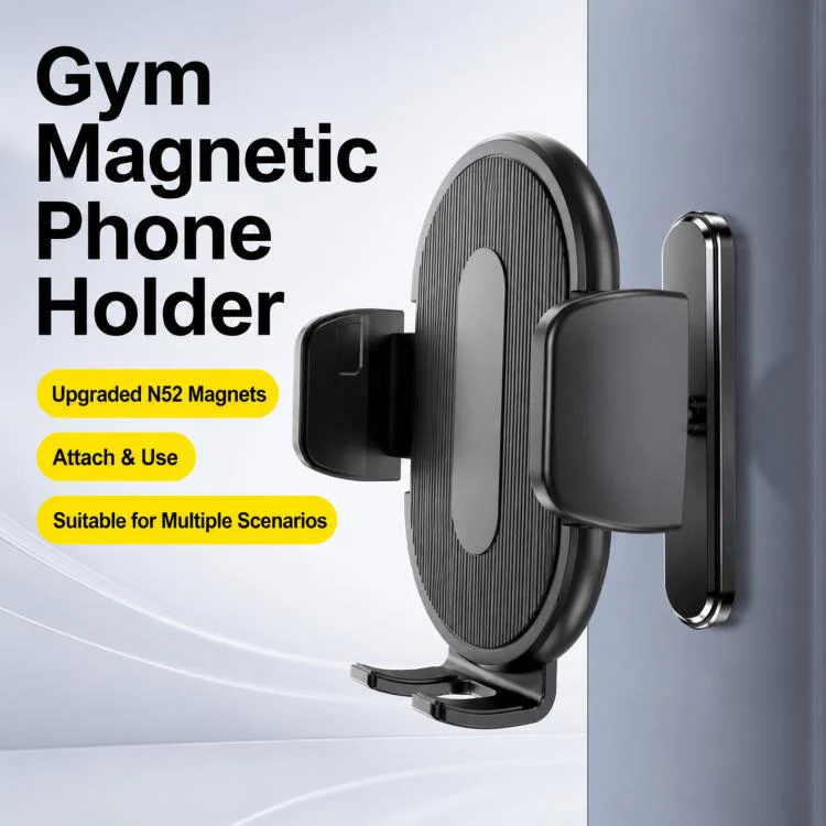 Magnetic Gym Phone Holder with Clip 360-degree Rotatable Workout Phone Mount C20C-CZ17