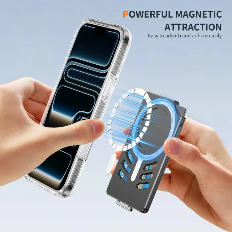 Magnetic Metal Card Clip Bag with Foldable Holder(Black) - Image 3
