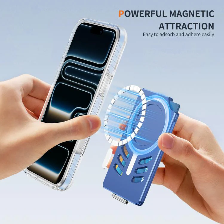 Magnetic Metal Card Clip Bag with Foldable Holder(Blue) - Image 3