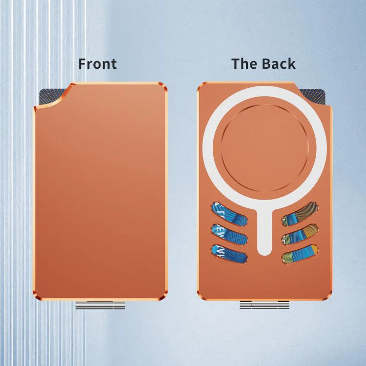 Magnetic Metal Card Clip Bag with Foldable Holder(Orange) - Image 6