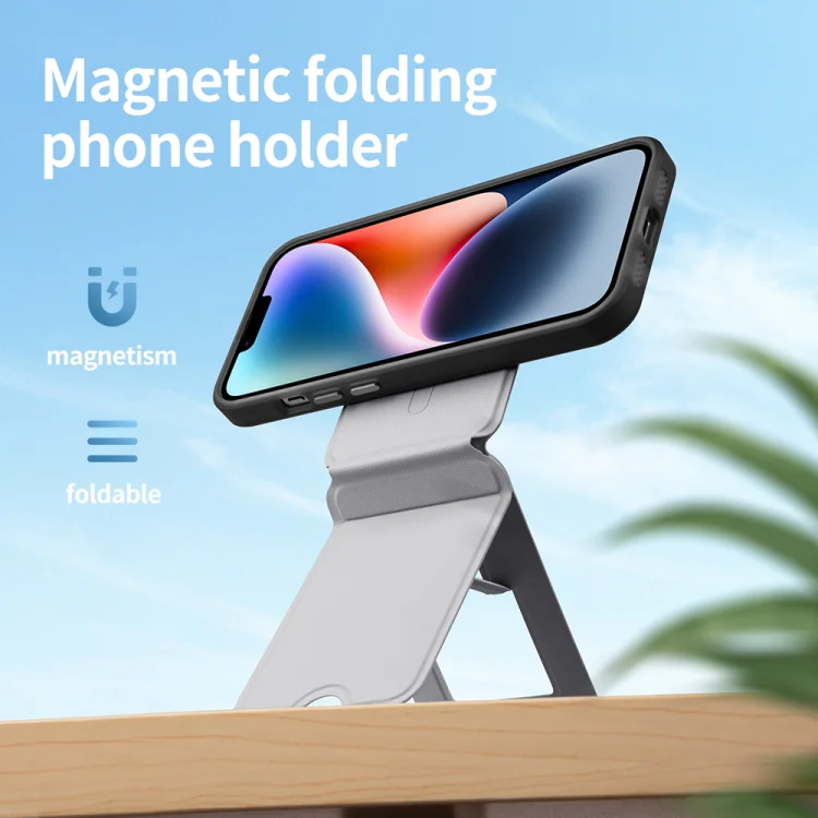 Magnetic Phone Desktop Folding Holder(Round Grey) - Image 2