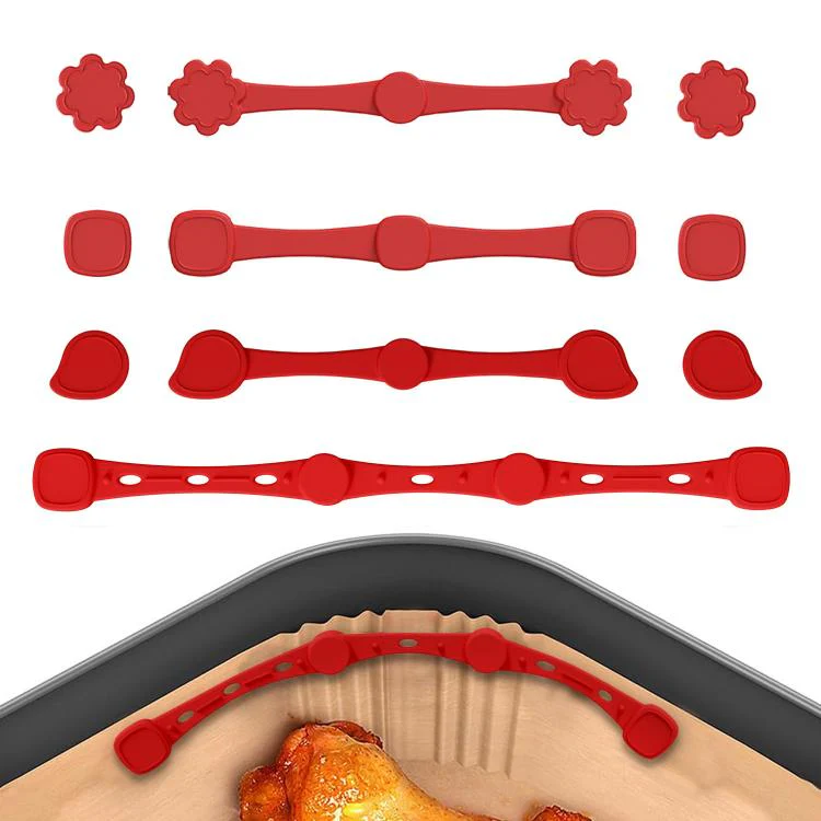 Magnetic Silicone Buckle for Air Fryer Parchment Paper Heat Resistant Liner Clips Flower Gray - Image 2