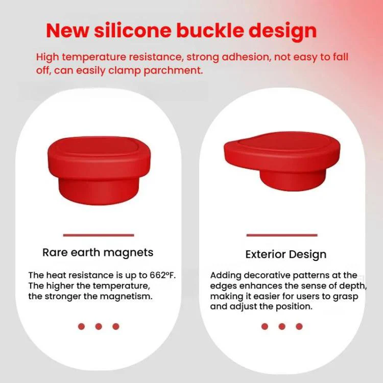 Magnetic Silicone Buckle for Air Fryer Parchment Paper Heat Resistant Liner Clips Teardrop Gray - Image 5