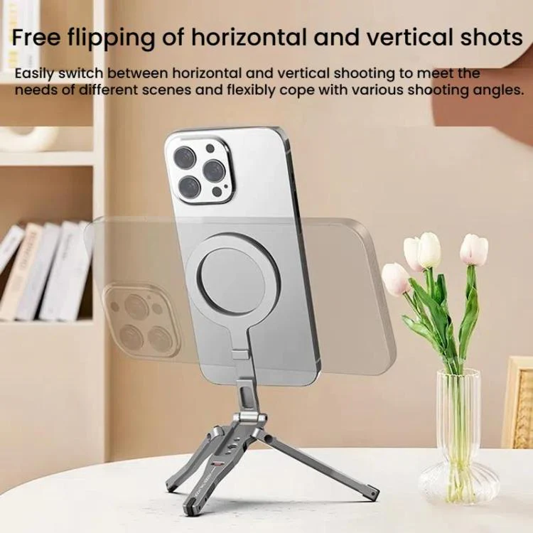 Magsafe Mobile Phone Magnetic Holder Desktop Tripod(Silver Gray) - Image 3