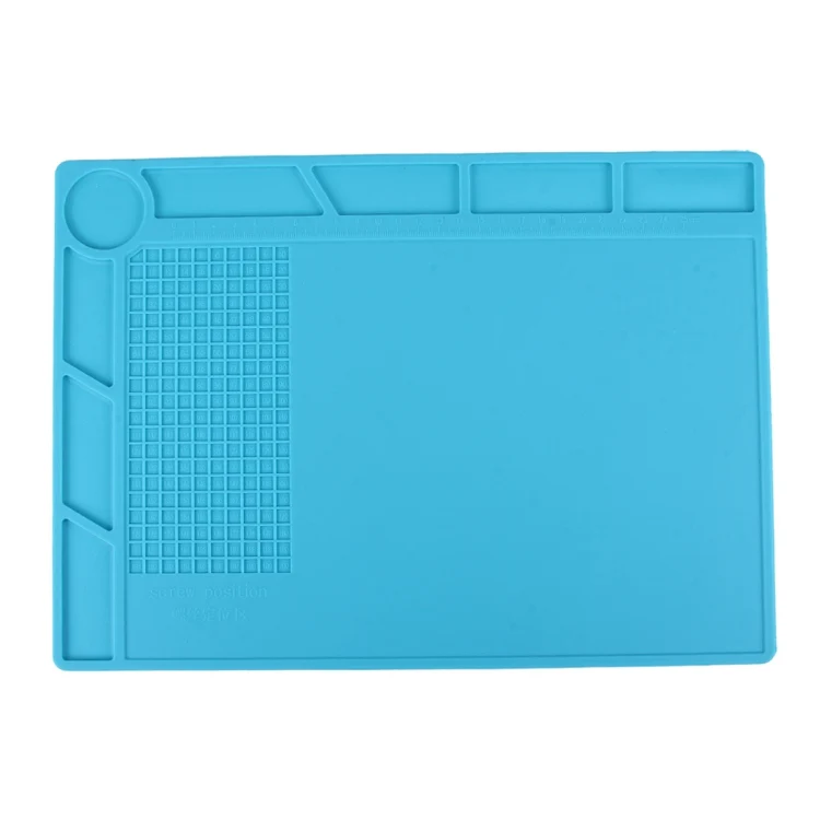 Maintenance Platform High Temperature Heat-resistant Repair Insulation Pad Silicone Mats with Screws Position, Size: 35cm x 25cm(Blue)