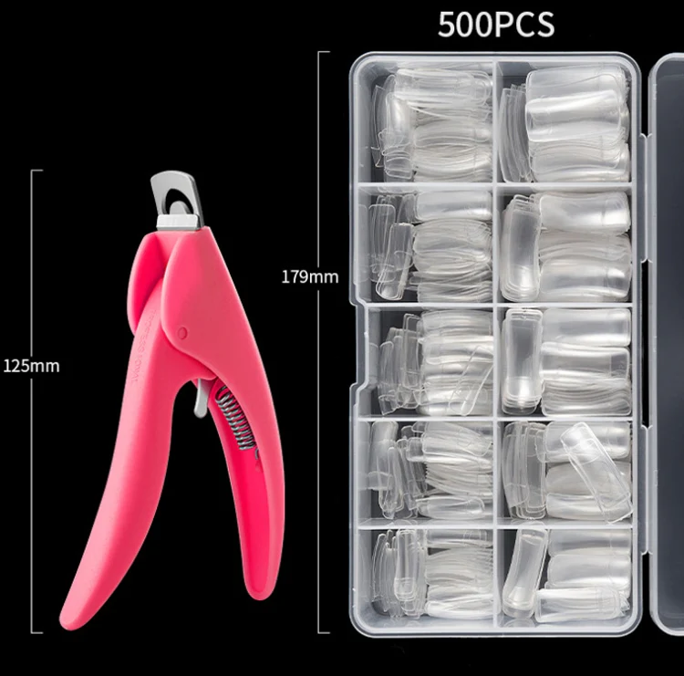 Manicure Tool Set Fingernails Word Cut Set, Specification: Transparent Semi-post Large Set - Image 7