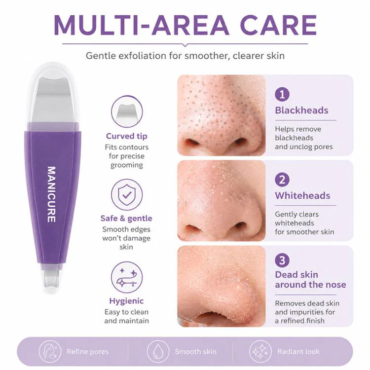 Manual Double-Headed Blackhead Remover Facial Acne Cleansing and Care Tool(Purple) - Image 8