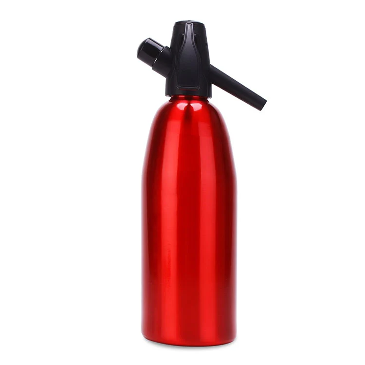 Manual Soda Siphon CO2 Dispenser Water Bubble Generator Cool Drink Cocktail Soda Machine Aluminum Bar DIY Soda Maker, Capacity: 1L(Red) - Image 2