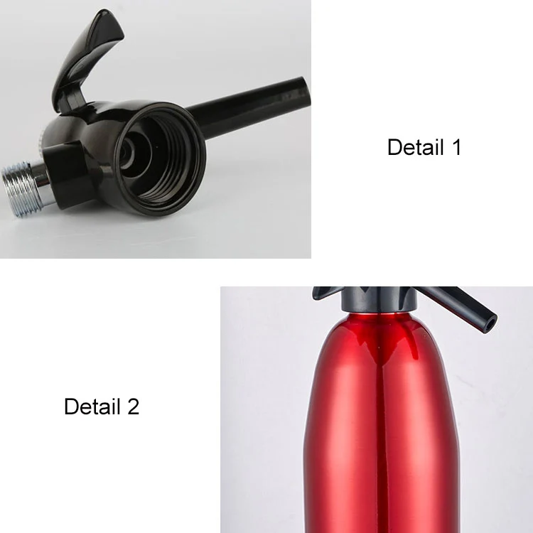 Manual Soda Siphon CO2 Dispenser Water Bubble Generator Cool Drink Cocktail Soda Machine Aluminum Bar DIY Soda Maker, Capacity: 1L(Red) - Image 3