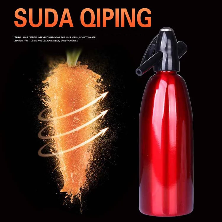 Manual Soda Siphon CO2 Dispenser Water Bubble Generator Cool Drink Cocktail Soda Machine Aluminum Bar DIY Soda Maker, Capacity: 1L(Red) - Image 4