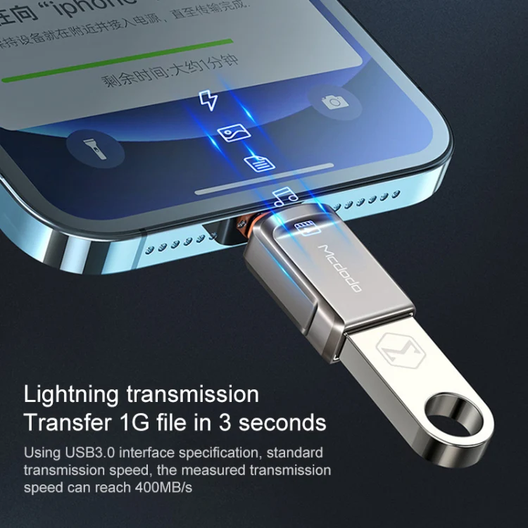 MCDODO USB 3.0 Female to 8 Pin Male OTG Converter USB Flash Disk - Image 5