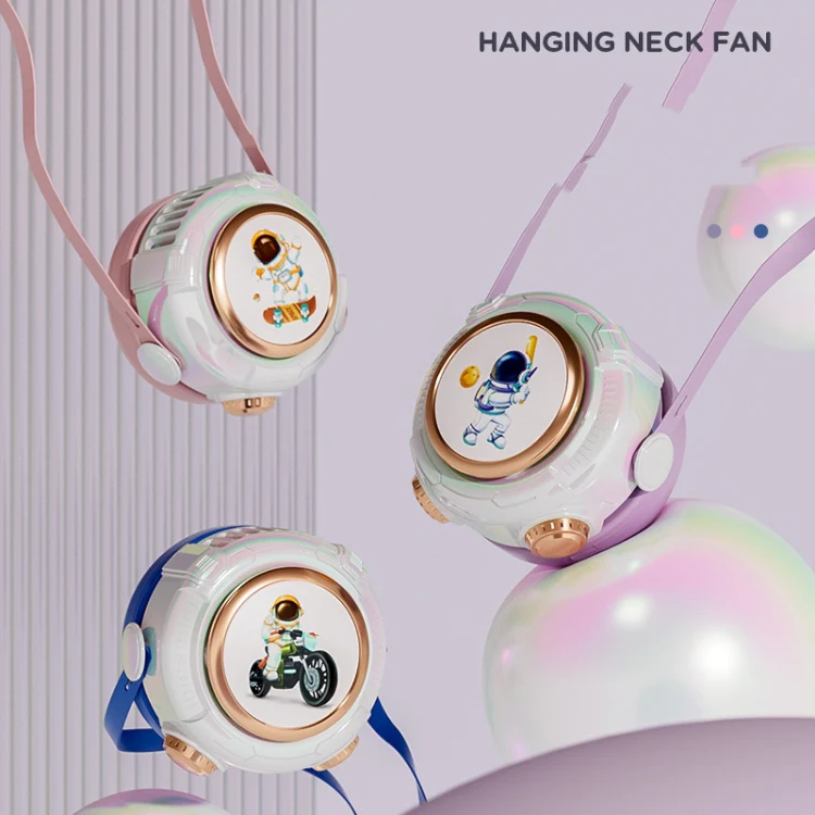 MD666-3 Cartoon Space Capsule Mini Portable Bladeless Hanging Neck Fan(Blue) - Image 2