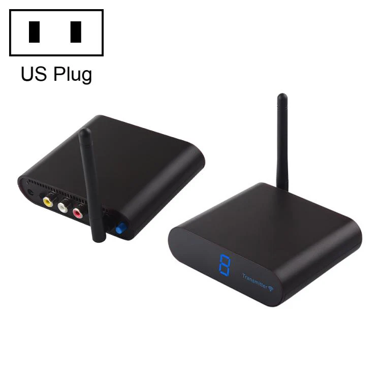 Measy AV230-2 2.4GHz Set-top Box Wireless Audio / Video Transmitter + 2 Receiver, with IR Extension Function, Plug:US Plug(Black)