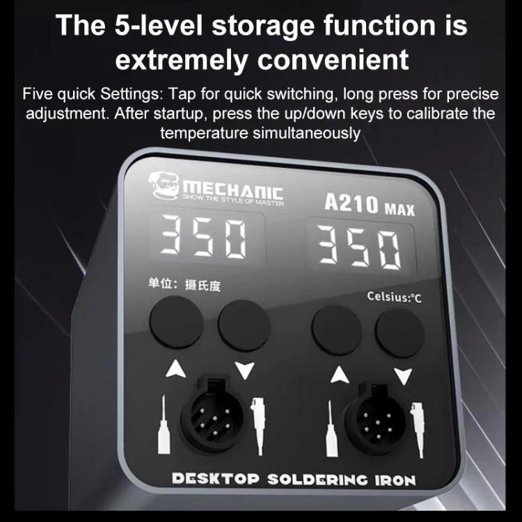 MECHANIC A210 Max Intelligent Constant Temperature Double-station Soldering Station, Plug:US Plug - Image 3