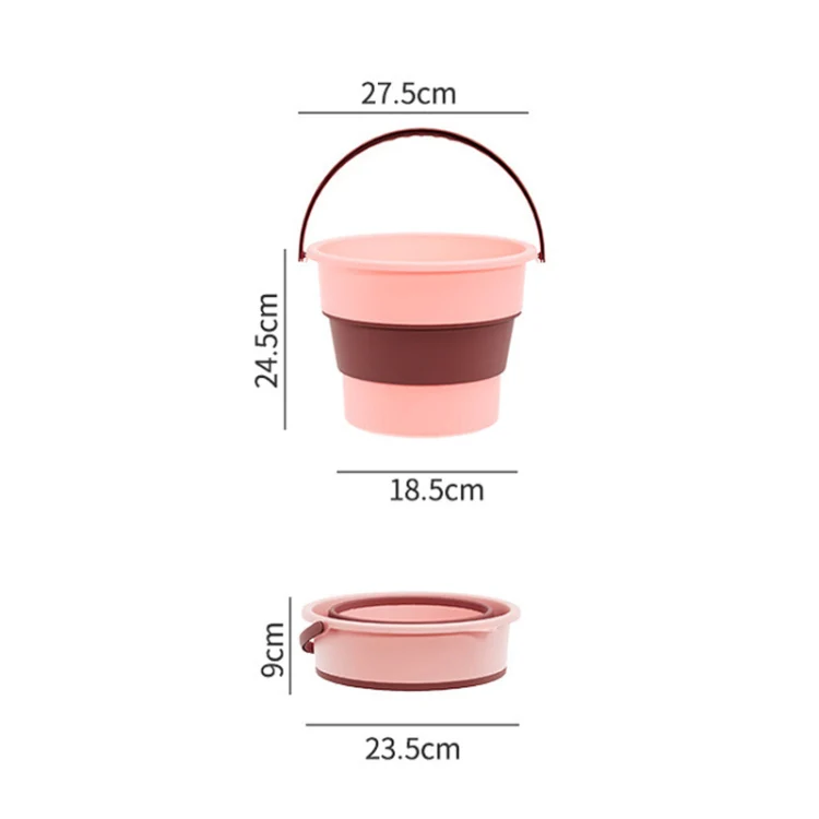 Medium 10L Folding Thickened Portable Plastic Bucket Outdoor Fishing Barrel Car Travel Wash Barrel(White Gray) - Image 2