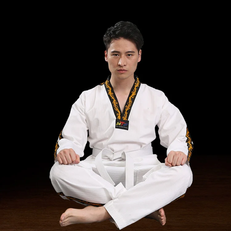 Men And Women Child Adult Cotton Taekwondo Clothing Training Uniforms, Size: 150(Dragon White)