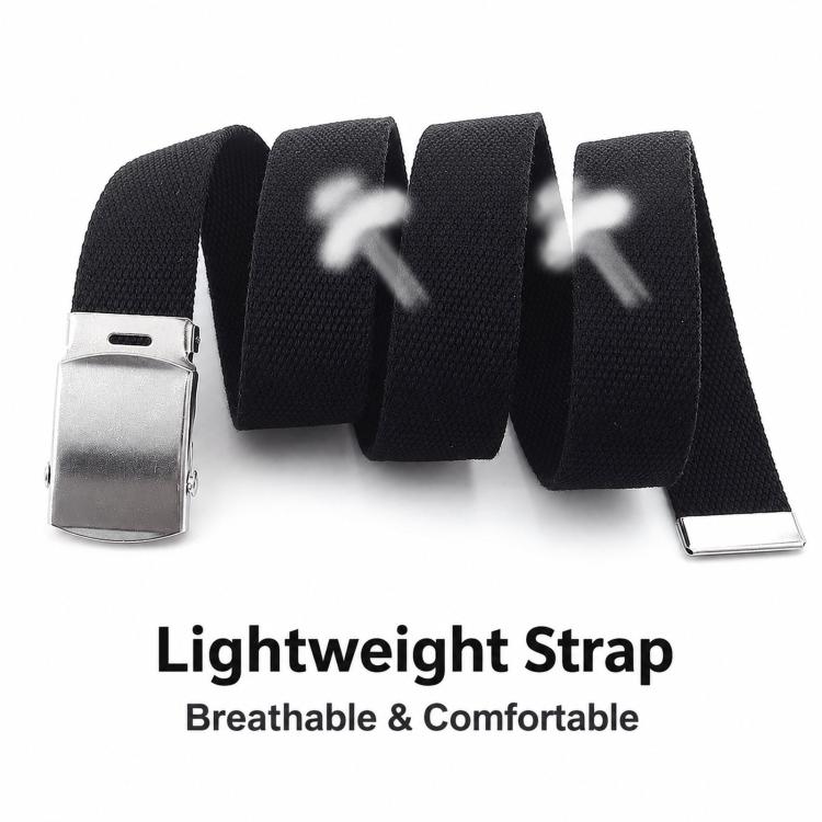 Men Canvas Web Belt 32mm Narrow Casual Belts With Slider Automatic Buckle, Length: 115cm(Black) - Image 6