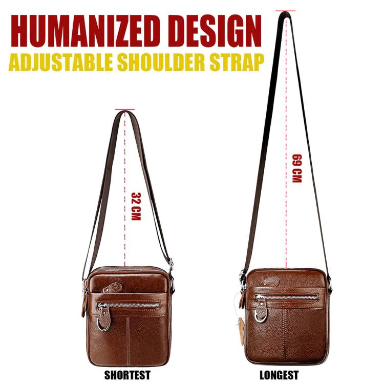 Men Casual Genuine Leather Crossbody Shoulder Bag(Black) - Image 3