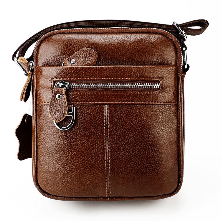 Men Casual Genuine Leather Crossbody Shoulder Bag(Brown)