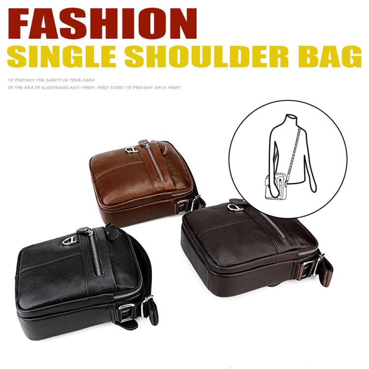 Men Casual Genuine Leather Crossbody Shoulder Bag(Brown) - Image 2