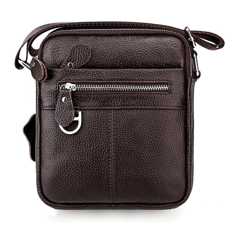Men Casual Genuine Leather Crossbody Shoulder Bag(Coffee)