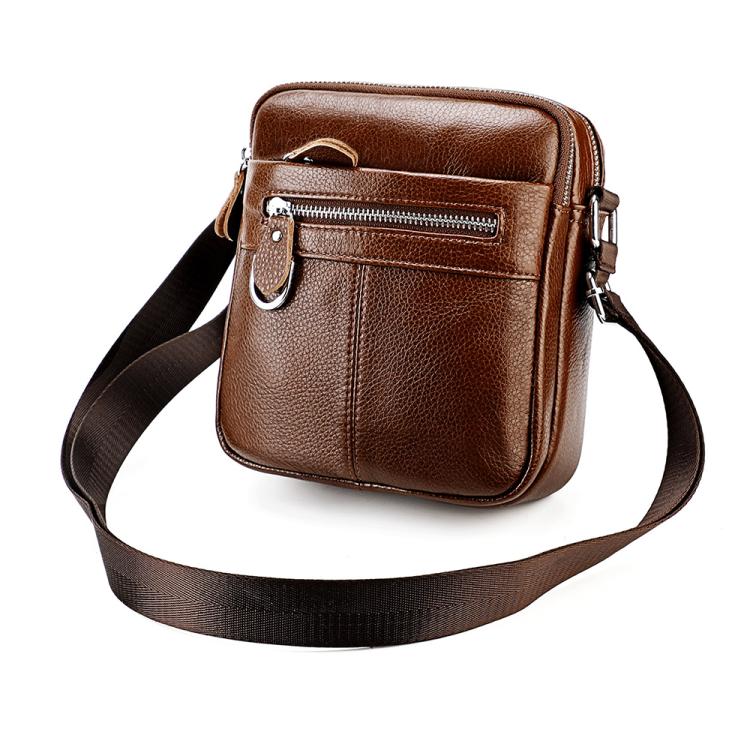 Men Casual Genuine Leather Crossbody Shoulder Bag(Coffee) - Image 11