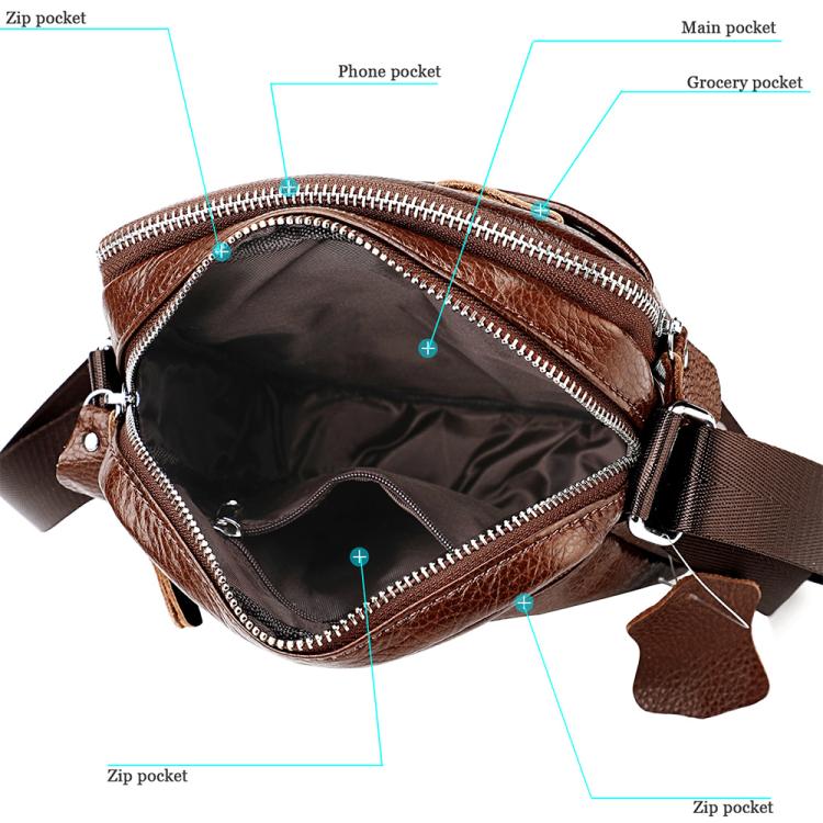 Men Casual Genuine Leather Crossbody Shoulder Bag(Coffee) - Image 5
