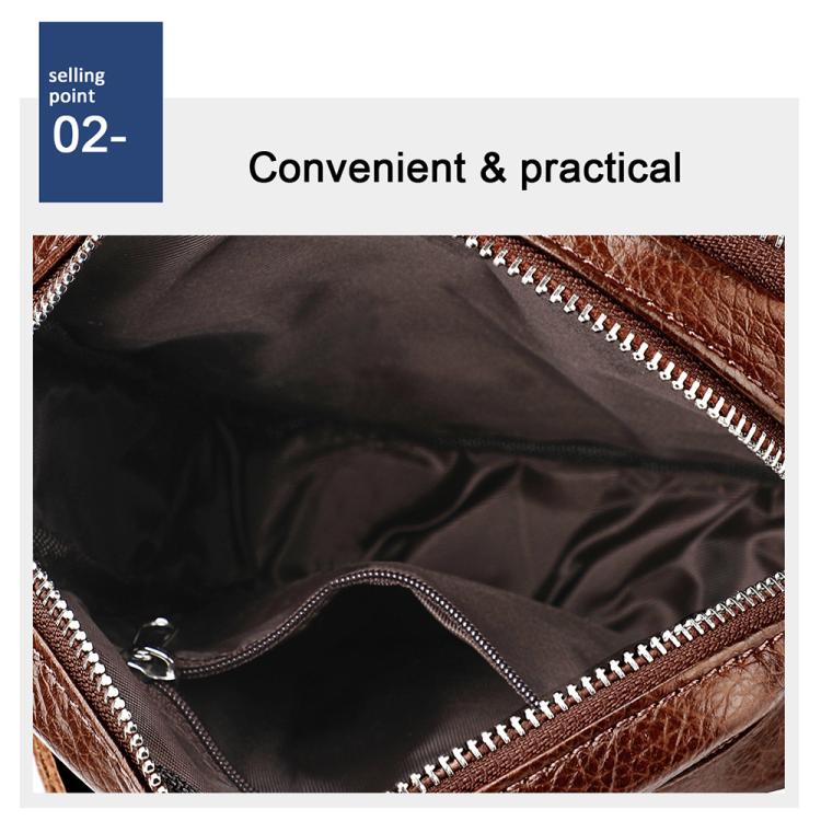 Men Casual Genuine Leather Crossbody Shoulder Bag(Coffee) - Image 9
