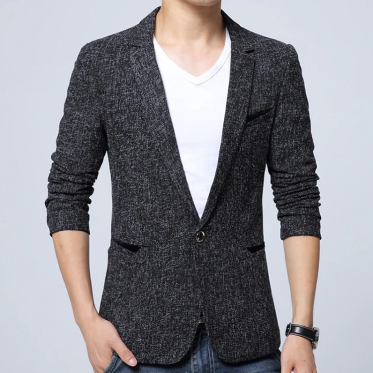 Men Casual Suit Blazer Slim Business Suit Jacket, Size: M(Black) - Image 2